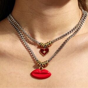 Red Lips Pendant Necklace